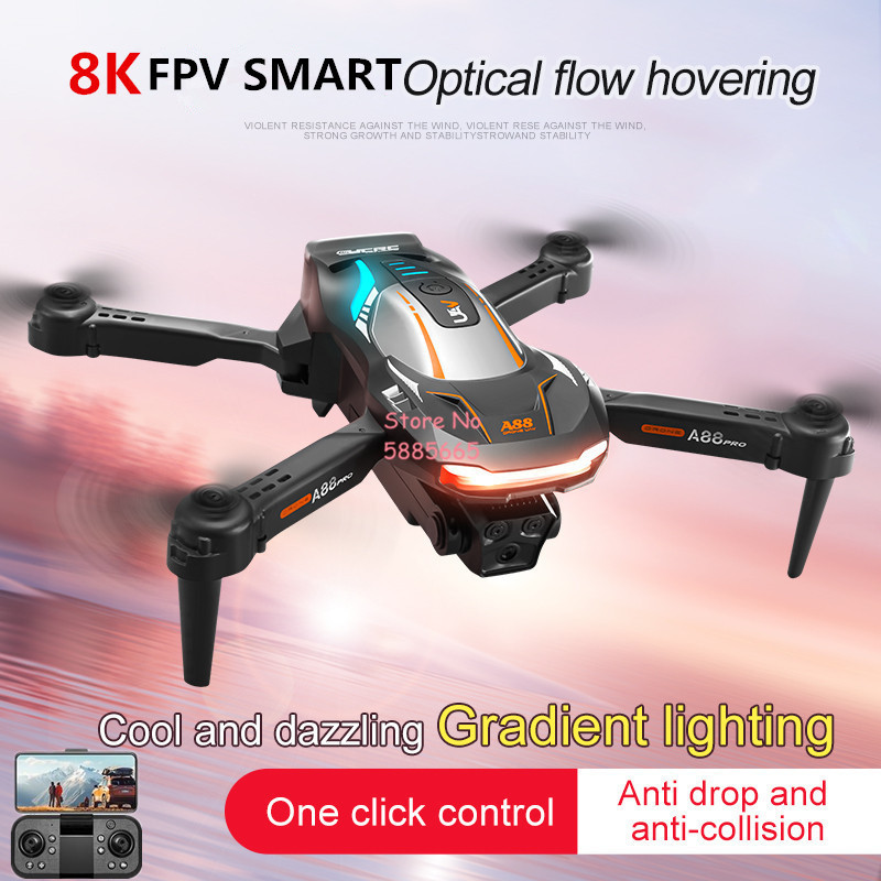 Drone Rc Folding - 8K航空写真撮影 オプティカルフローポジショニング FPV RCドローン 4CH カラフル照明