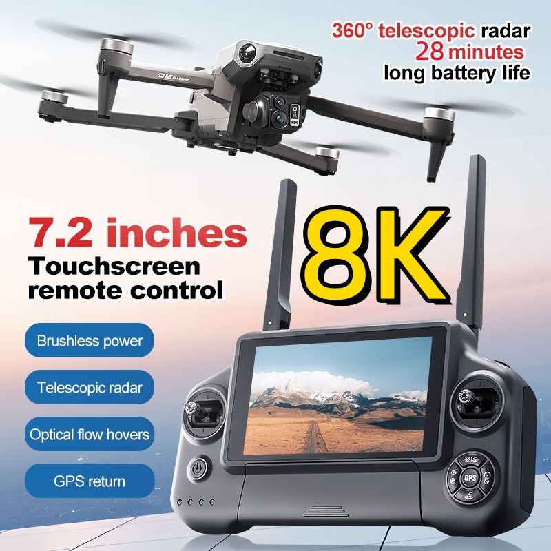 Drone App Rc Fpv - 8K 3軸ジンバルブラシレス7.2インチタッチスクリーンFPVリモートコントロールクアッドコプター5KM障害物回避エアドロップGPSリターンRCドローン
