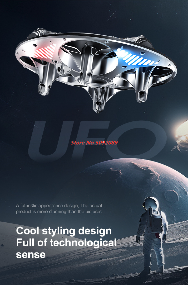 Drone Rc Ufo - スマート姿勢保持ホバーミニリモコンヘリコプターUFO 2.4GローリングLEDナイトライトヘッドレスモードRCドローンクワッドコプターおもちゃ