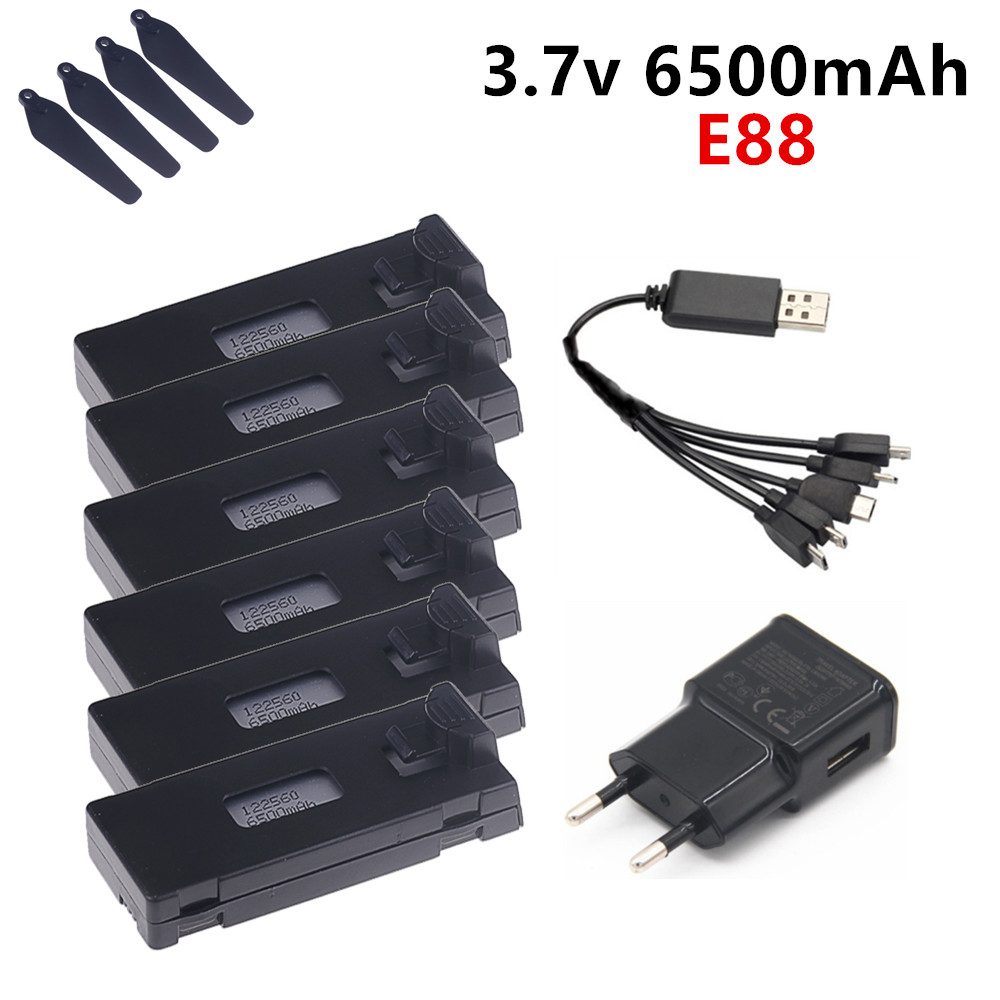Drone Rc E99 - 3.7V 6500mAhリポバッテリー E88 E88PRO E525 E99