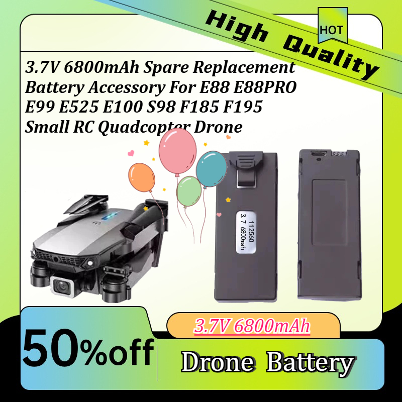 Drone Rc E99 - 3.7V 6800mAh スペア交換用バッテリーアクセサリー E88 E88PRO E99