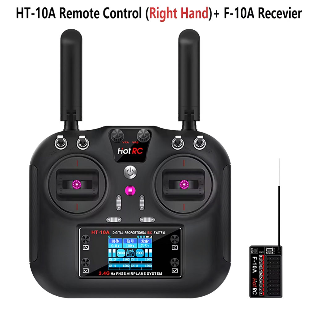 Drone Rc Receiver And Transmitter - Hotrc HT-10A 2.4G 10CH送信機 F10A受信機 RC飛行機、車、ボート、ドローン用