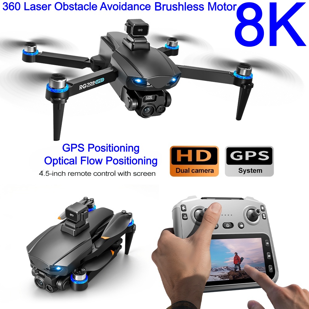 Drone Rc Folding - 新型8Kドローン HDカメラ搭載 レーザー障害物回避 4.5インチスクリーン クアッドコプター ブラシレスGPS+オプティカルフローポジショニング