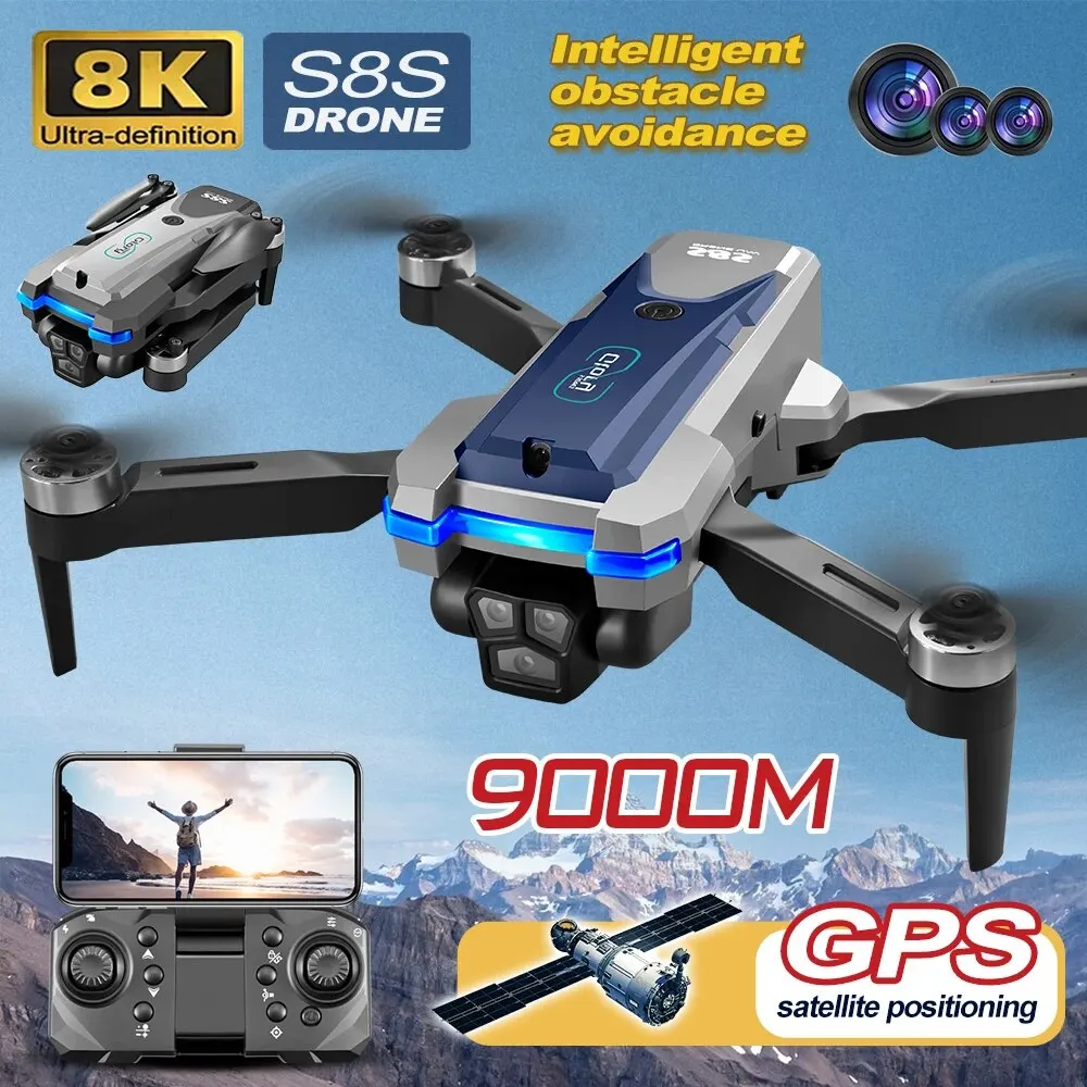 Drone App Rc Fpv - 折りたたみ式リモートコントロールドローンRCS8S GPS,5g wifi,8k hdデュアルESCカメラ,オプティカルフロー,360 ° 障害物回避,ブラシレスモーター,9000m