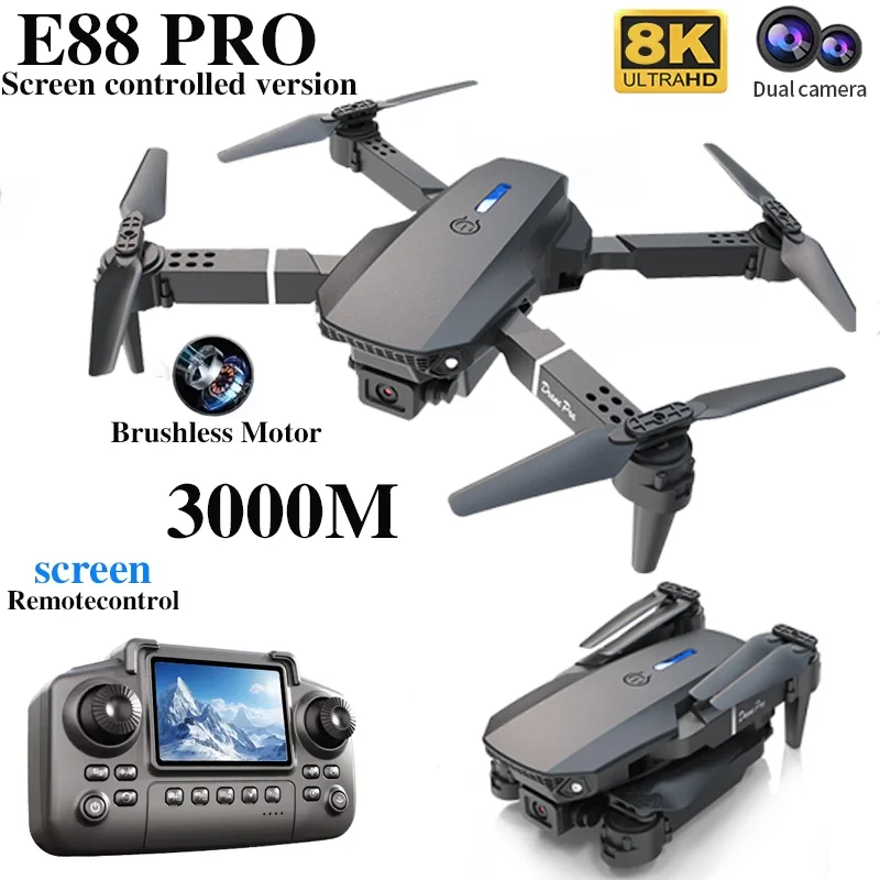 プロフェッショナル E88 プロドローン スクリーン付き 8 - Drone App Rc Fpv のレビューと価格