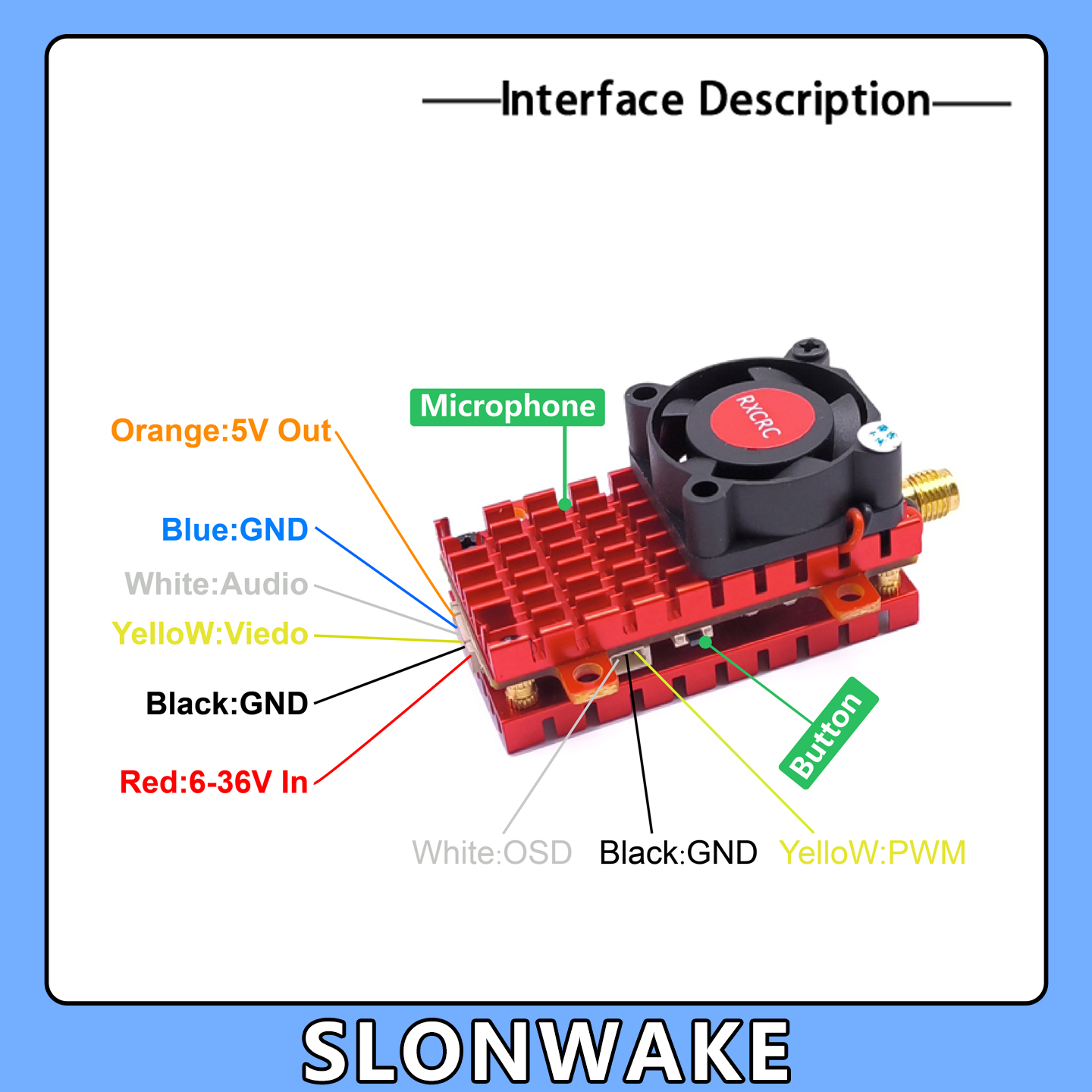 SLONWAKE 5.8G 2W VTX FPV 1800T - Drone Ae Rc のレビューと価格