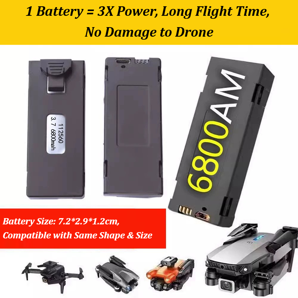 3.7V 6800mAh スペア交換用バッテリーアクセサリー - Drone Rc E99 のレビューと価格