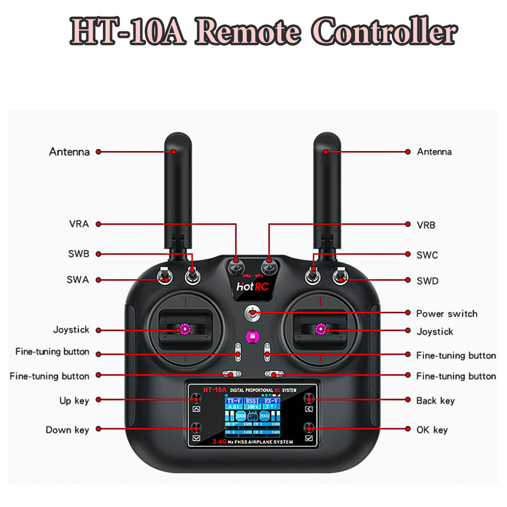Hotrc HT-10A 2.4G 10CH送信機 F10A - Drone Rc Receiver And Transmitter のレビューと価格